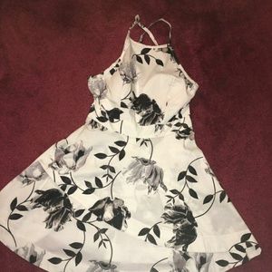 black and white floral dress